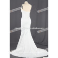 Real Pictures Satin Mermaid Vestido de casamento Long White Strapless Vestido de noiva